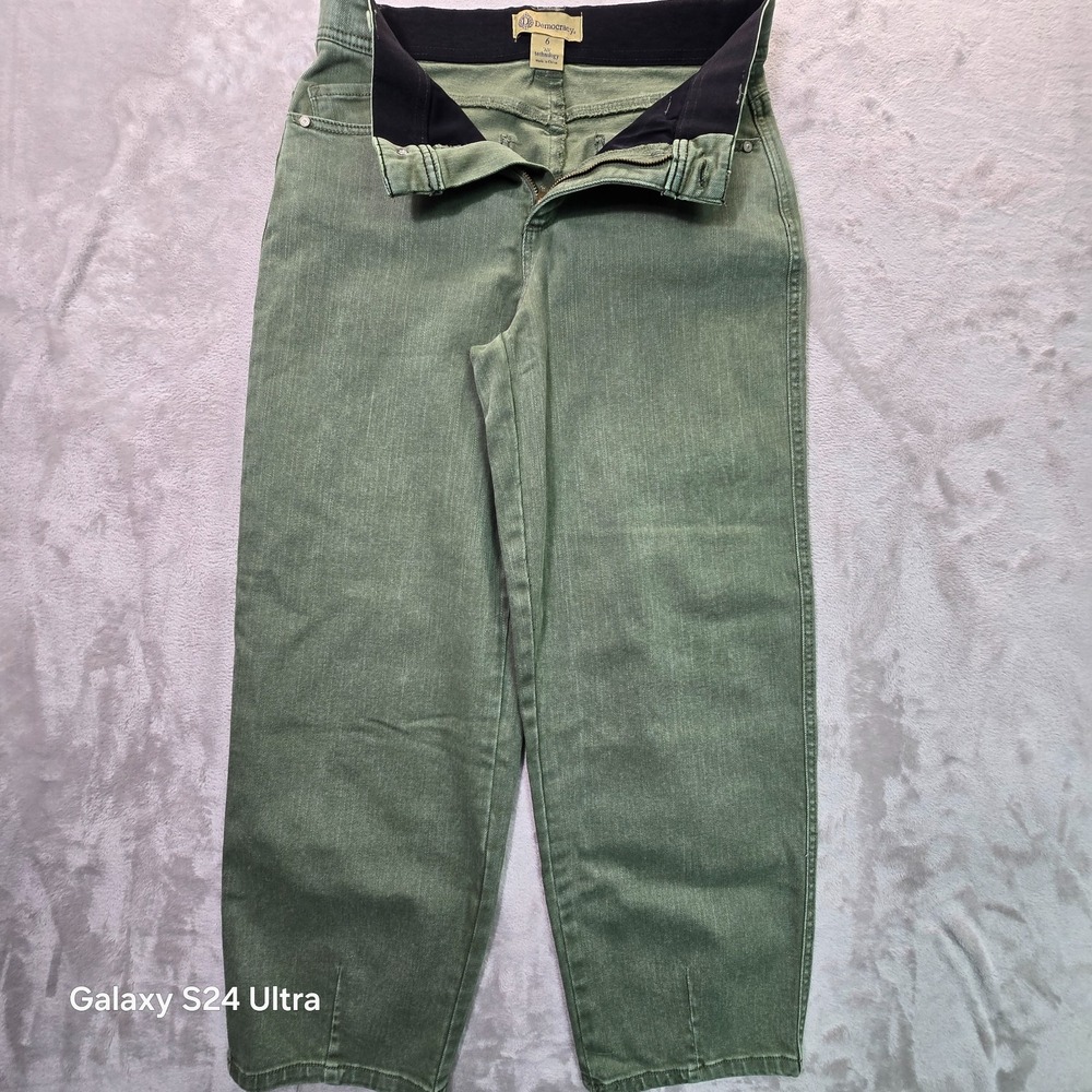 Democracy Ab Technology Pants Womens 6 Green Twill Tapered High Rise B1061LEPEXX